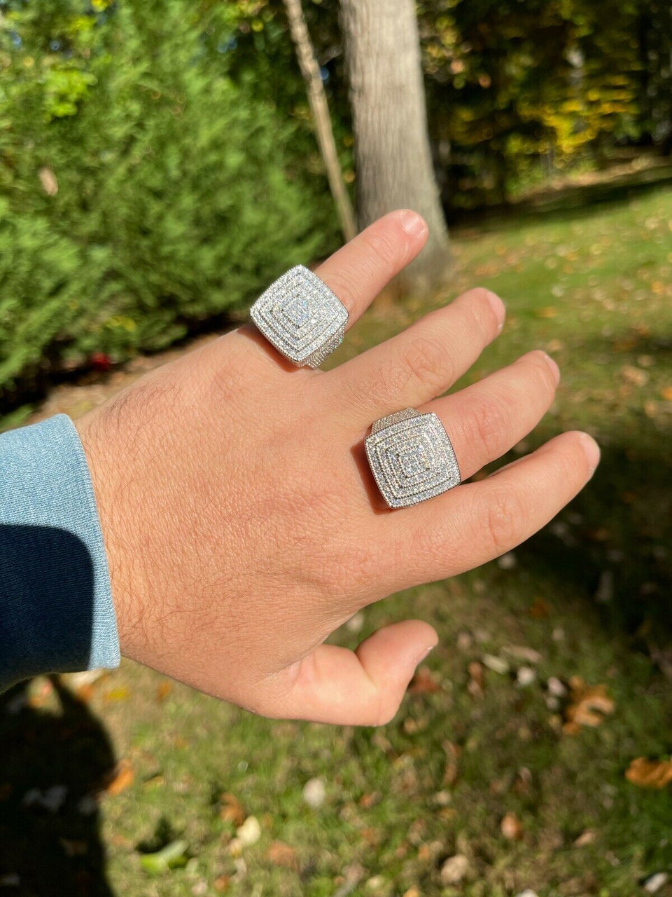 Herren Echt 925 Silber Iced Hip Hop 5ct MOISSANIT RING Besteht