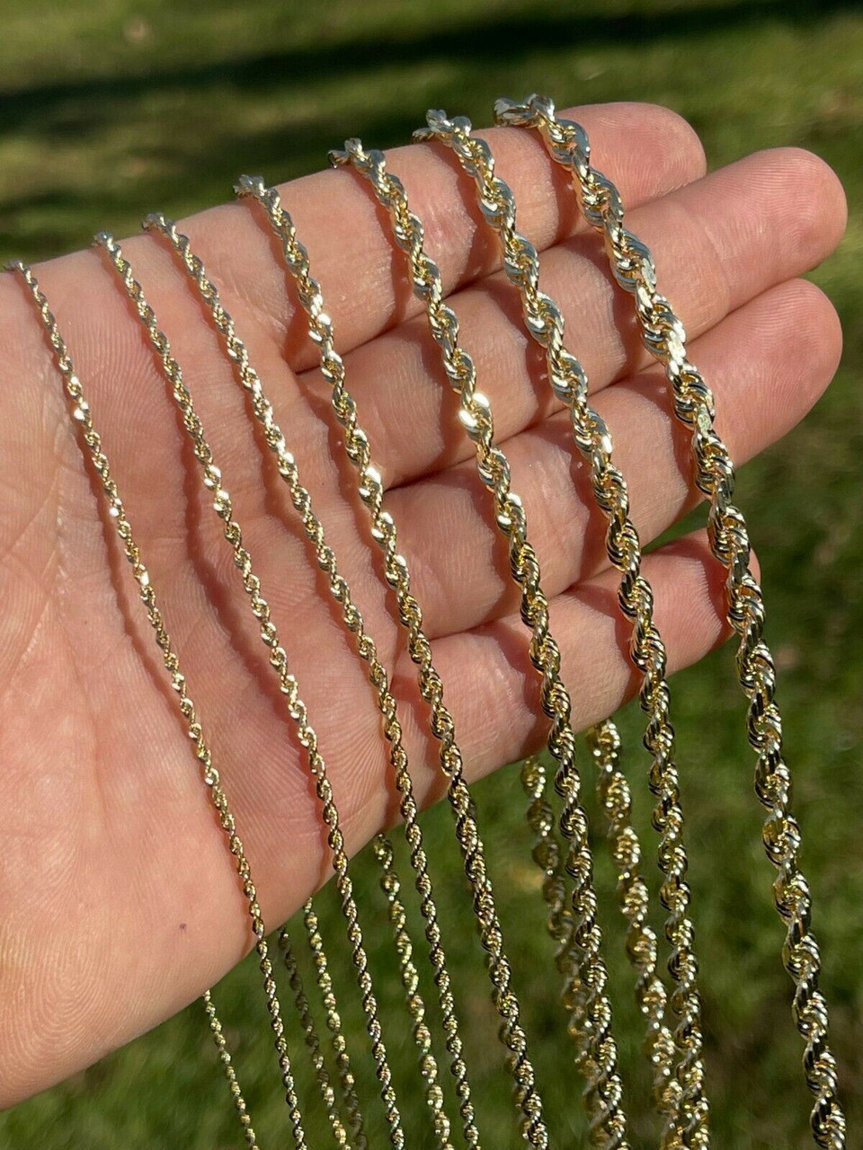 Men's Women's Real 14k Yellow Gold Solid Rope Chain Necklace 1.5mm-6mm