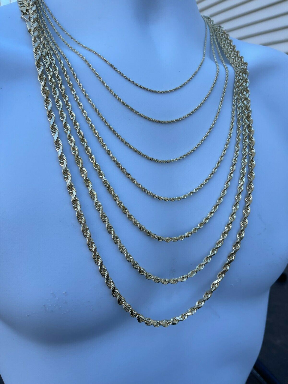 Solid 10K Gold Rope Chain Gold Rope Necklace 1.5mm 2mm 3mm 16in 18inch 20, 10K Gold Rope Chain, 10K Rope Chain, diamond-cut, Men, Woman