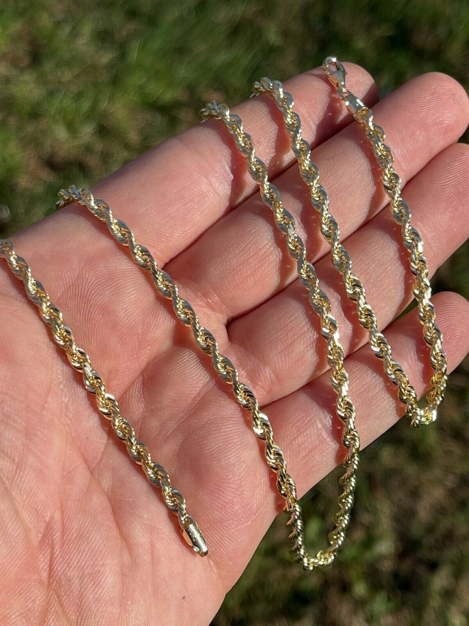Men's Women's Real 14k Yellow Gold Solid Rope Chain Necklace 1.5mm-6mm