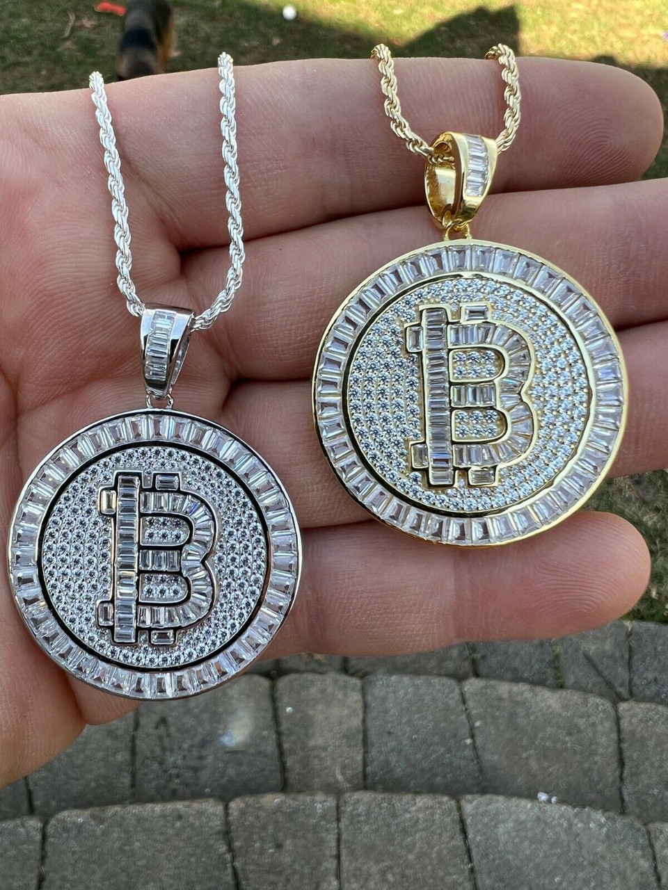 Bitcoin Piece Pendant Fully Iced Out – Fenom & Co.