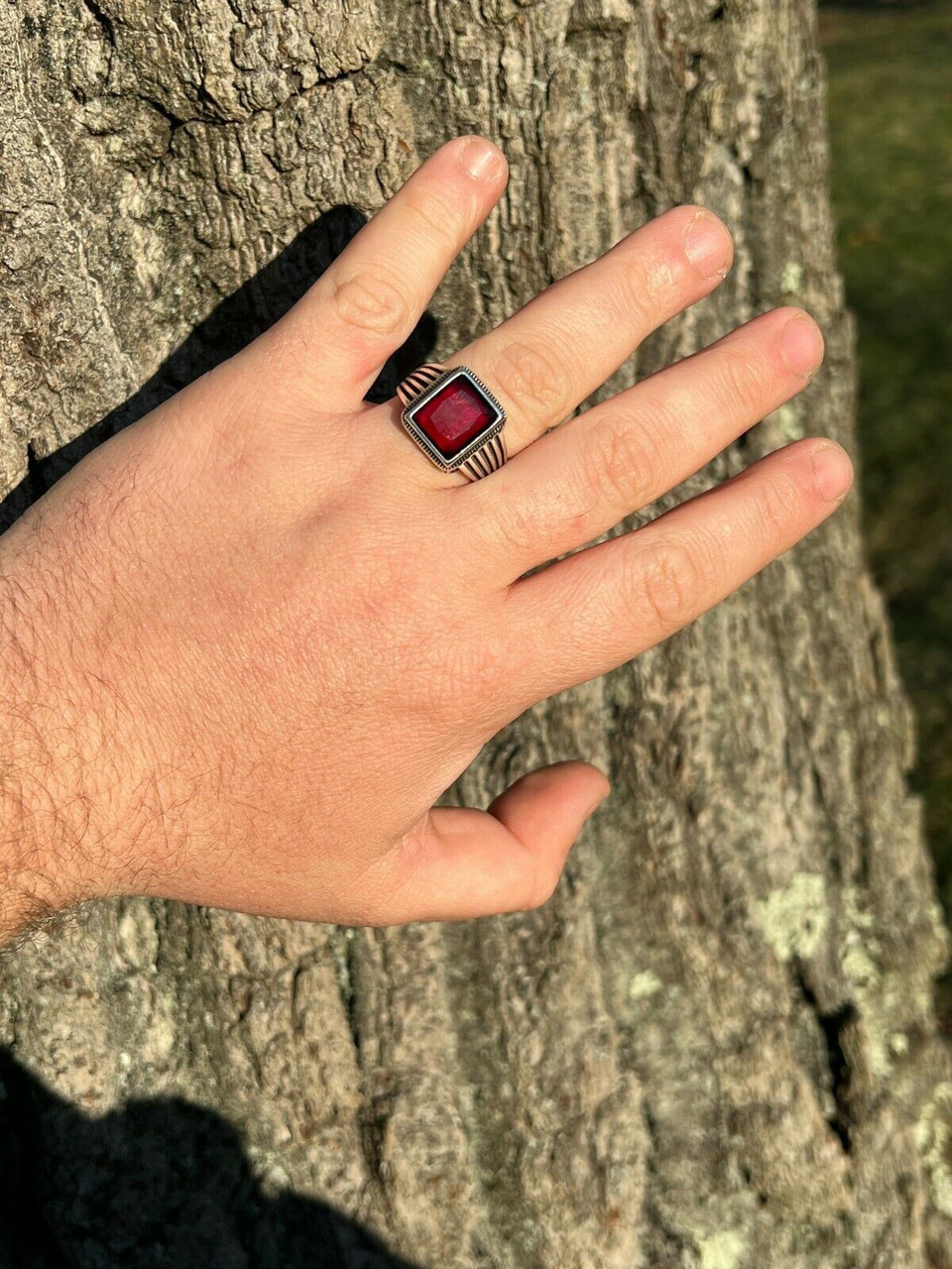 Real Ruby and diamond ring, ruby and diamond band, mens ruby ring, wom –  Upstate Resin Works LLC