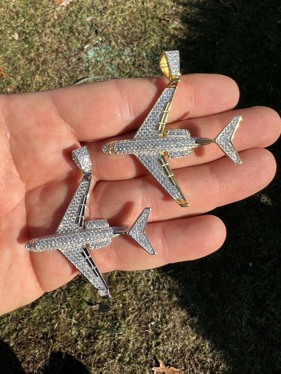 Iced Out 18k Gold Airplane Pendant – Hazan Jewelry