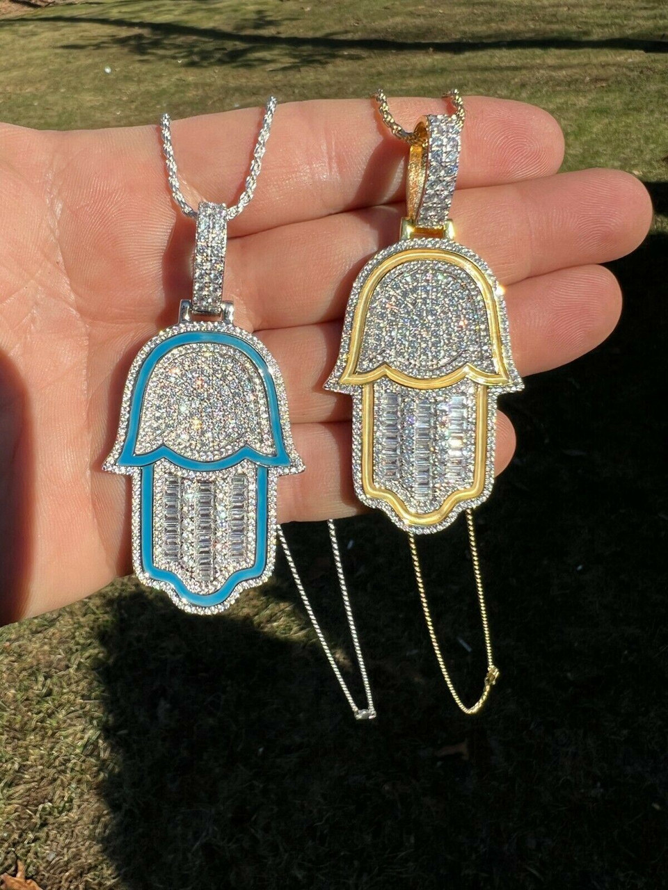 18k Silver Hamsa Pendant Man Evil Eye Charm Pendant Chain Man Hamsa Charm Hamsa  Necklace Fatima Hand Hand of Miriam for Man Boyfriend Gift - Etsy