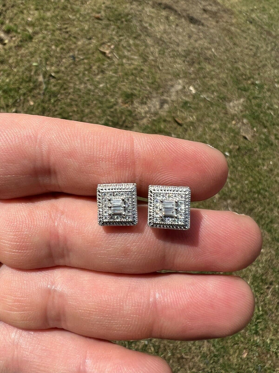 1/2 CT TW Princess Cut Diamond Stud Earrings in 10k White Gold - 120QTA