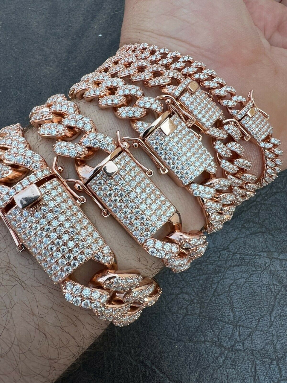 20mm Iced Out Gucci Link Bracelet in Rose Gold/ White Gold – Jewlz Express