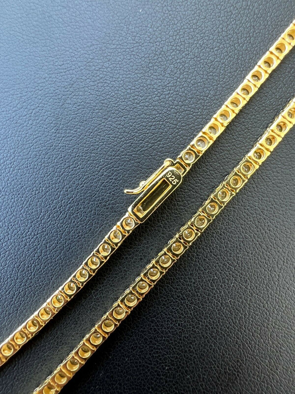 Mens Diamond 16-inch Tennis Diamond Necklaces 10K Yellow Gold