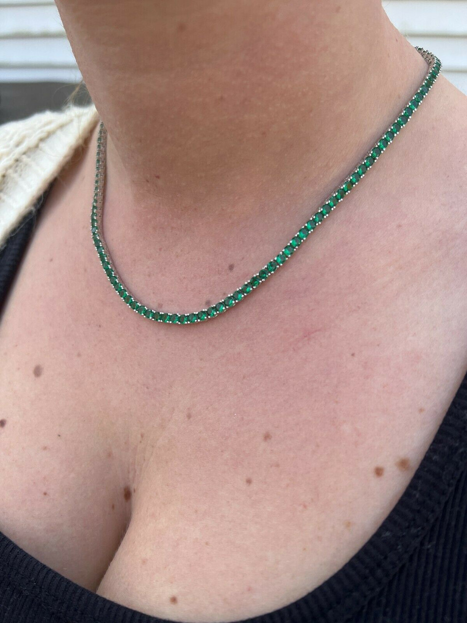 Emerald Bezel Tennis Necklace – OBJKTS Jewelry