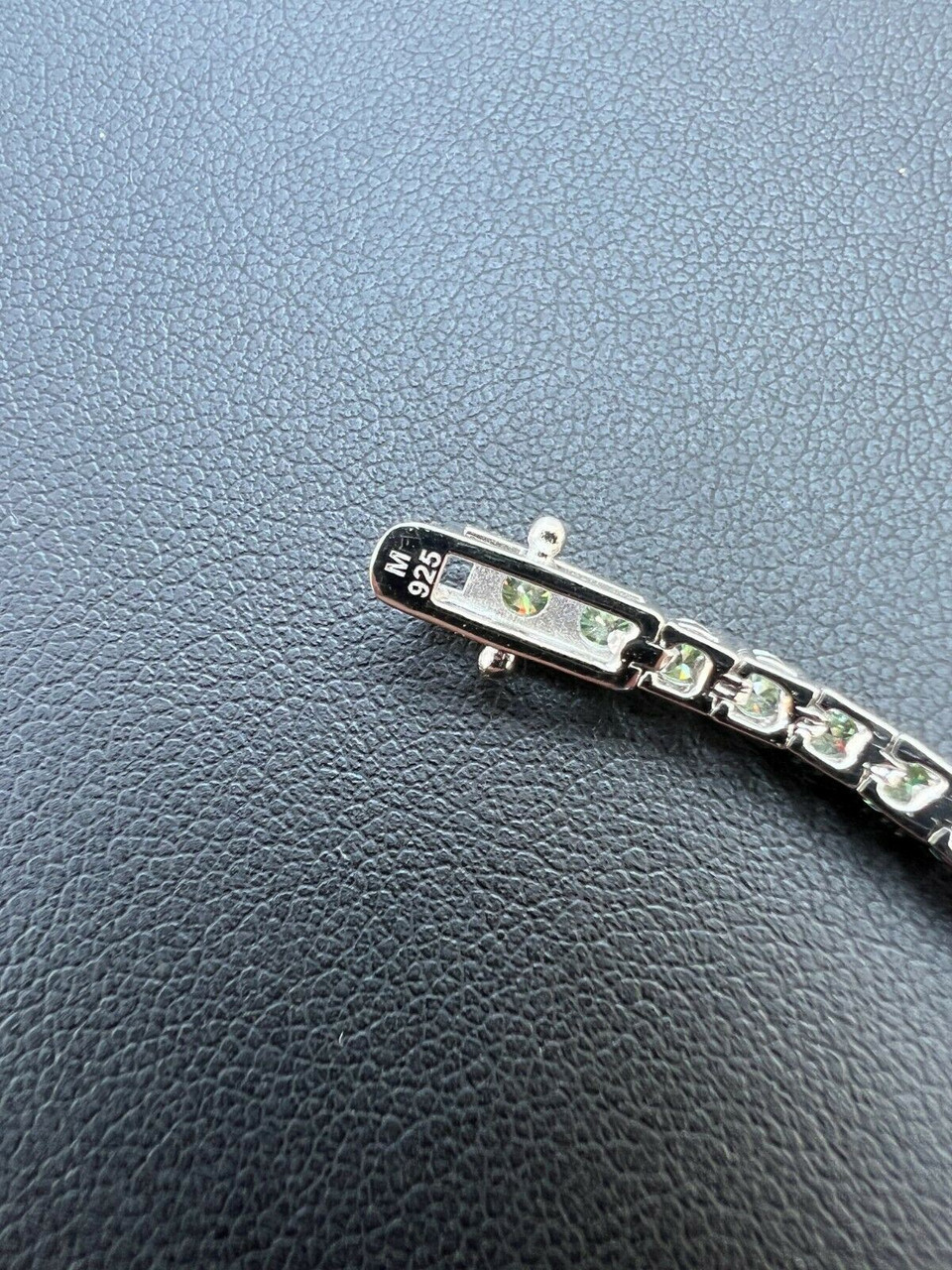 Blue Green MOISSANITE Tennis Bracelet 925 Sterling Silver Pass Diamond Test  3mm