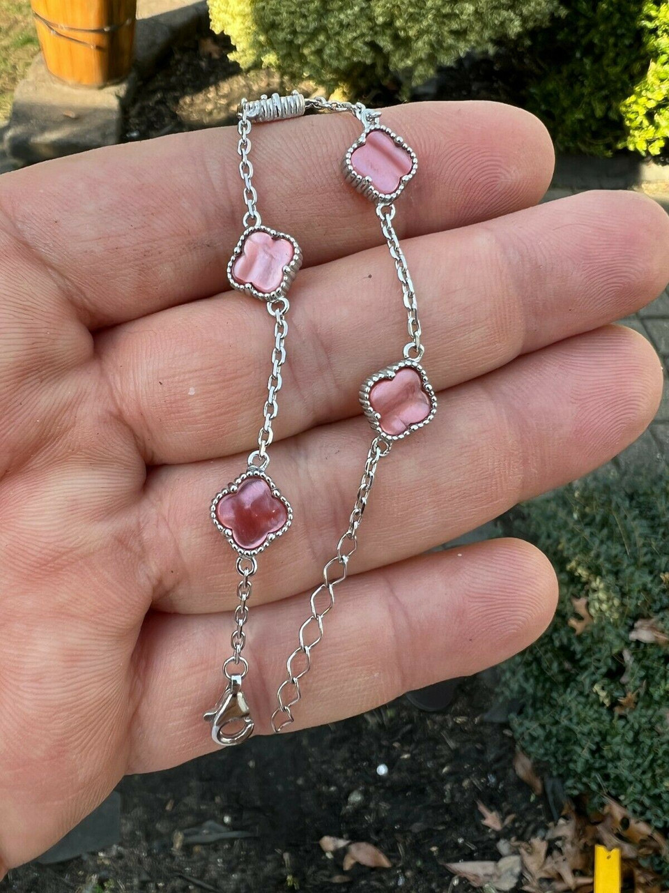 Four Leaf Clover Bracelet, Silver & Mother of Pearl