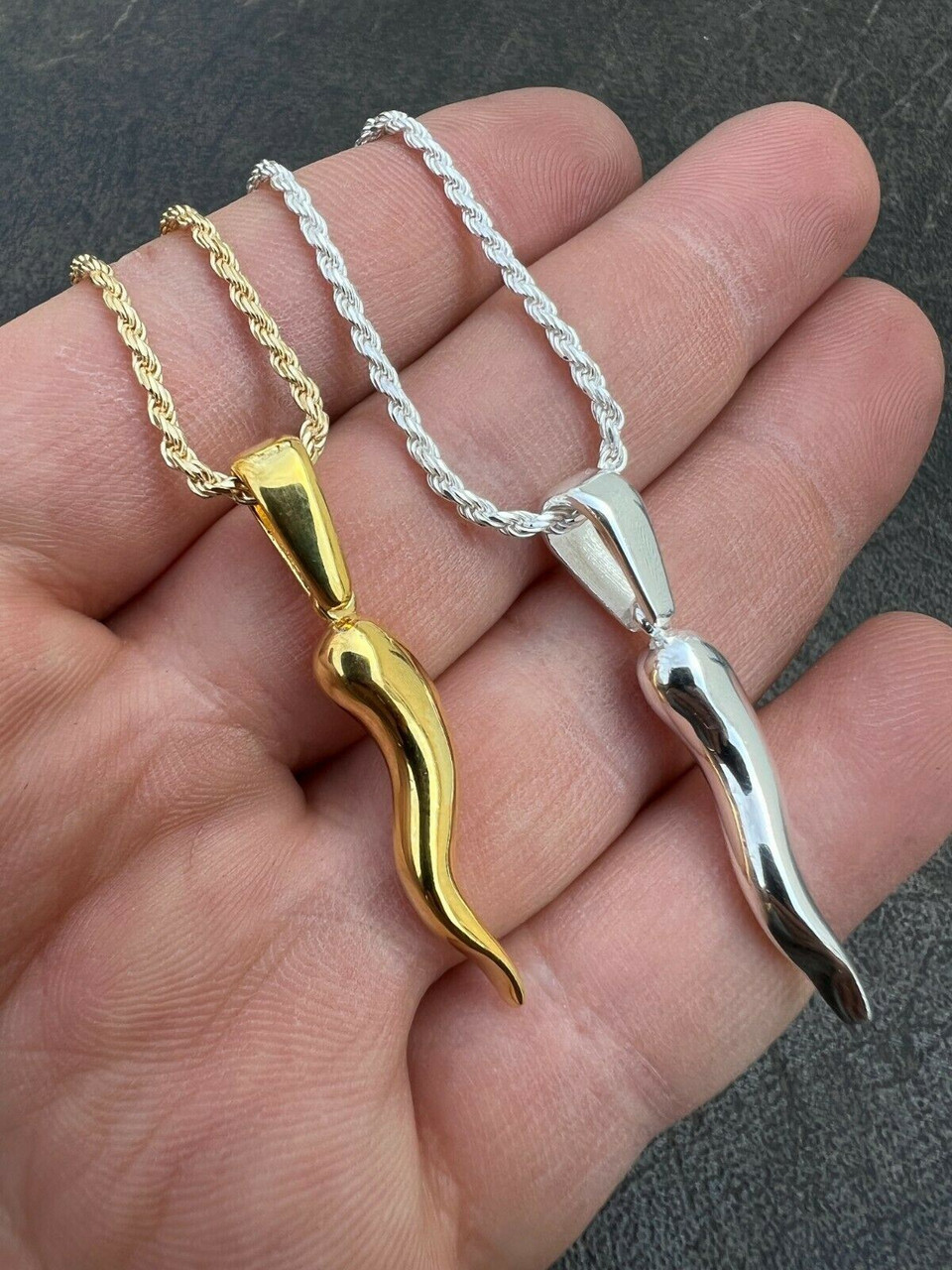 Cornicello Italian Horn with 20 inch Chain 18k Gold Plated - Lucky Charm  Pendant | eBay