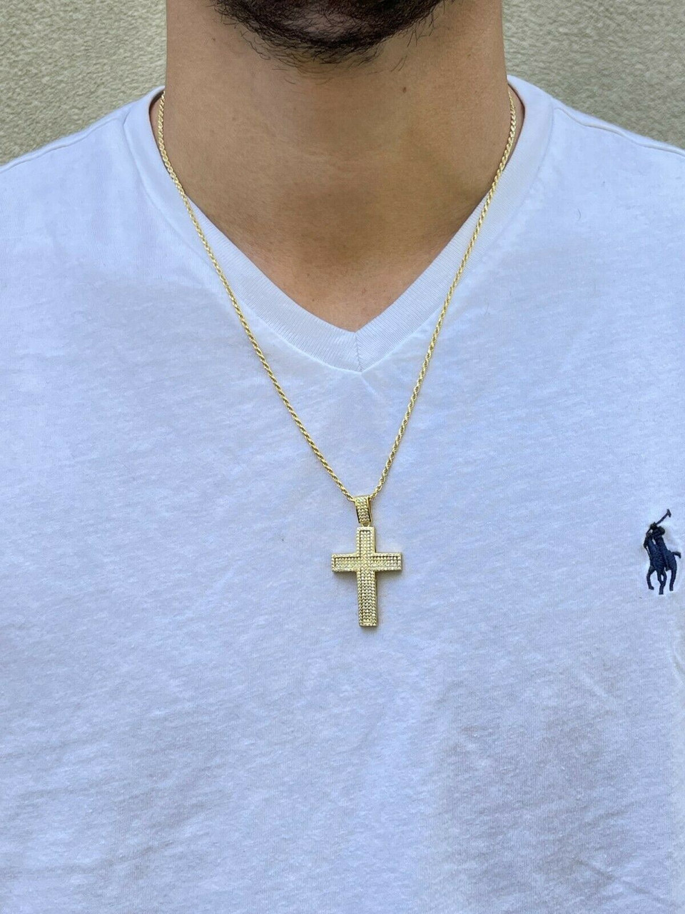 Thick 14K Gold .18ct Diamond Cross Necklace - Unique Gold Necklace | J.  Landa