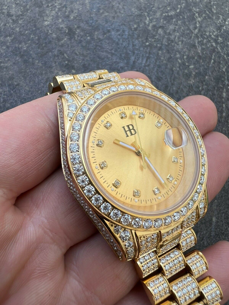 hip hop real moissanite automatic presidential watch gold iced hip hop pass diamond test 07839.1664362273