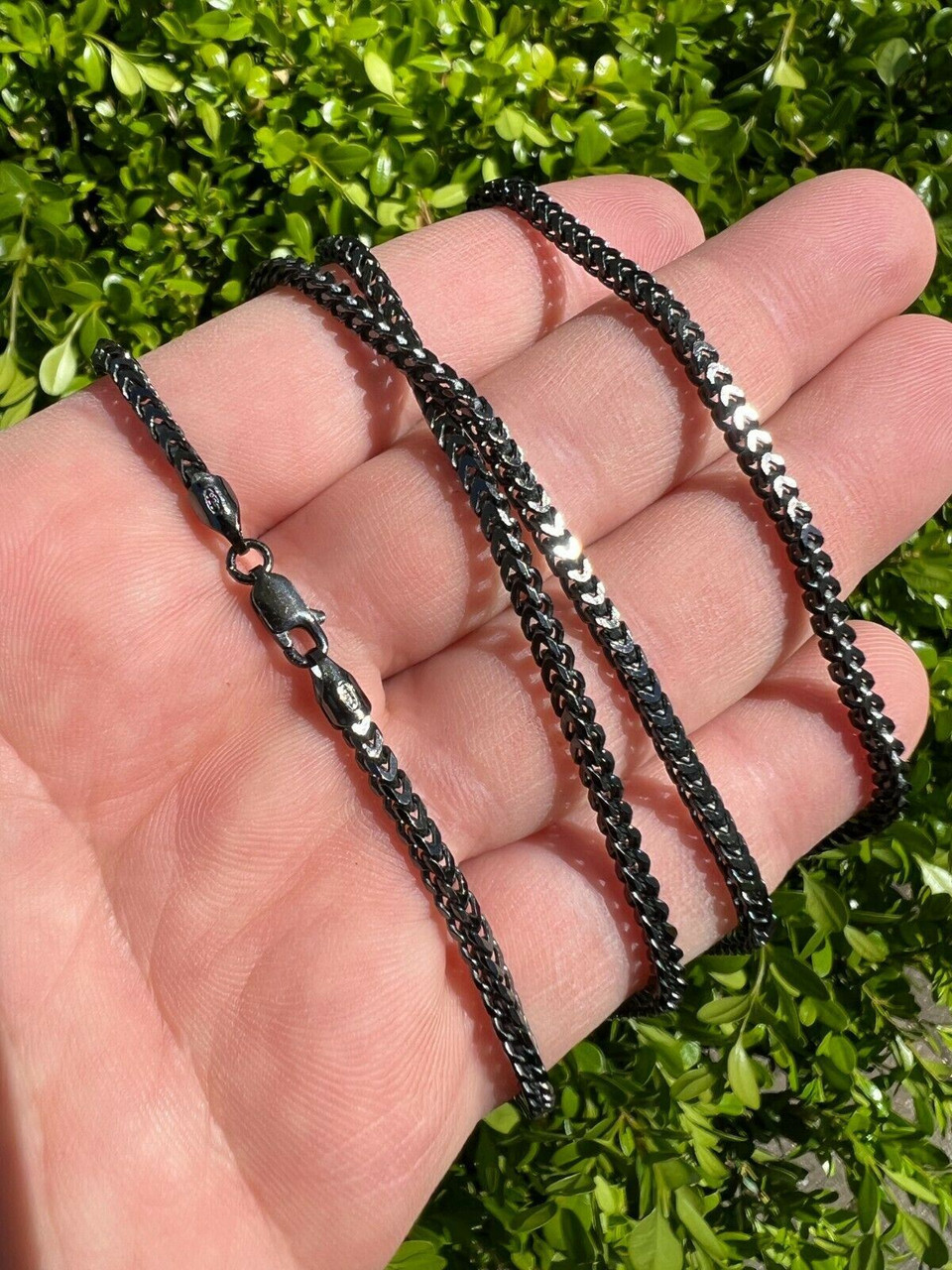 2mm Rope Chain Necklace Oxidized Black Rhodium Real 925 Sterling