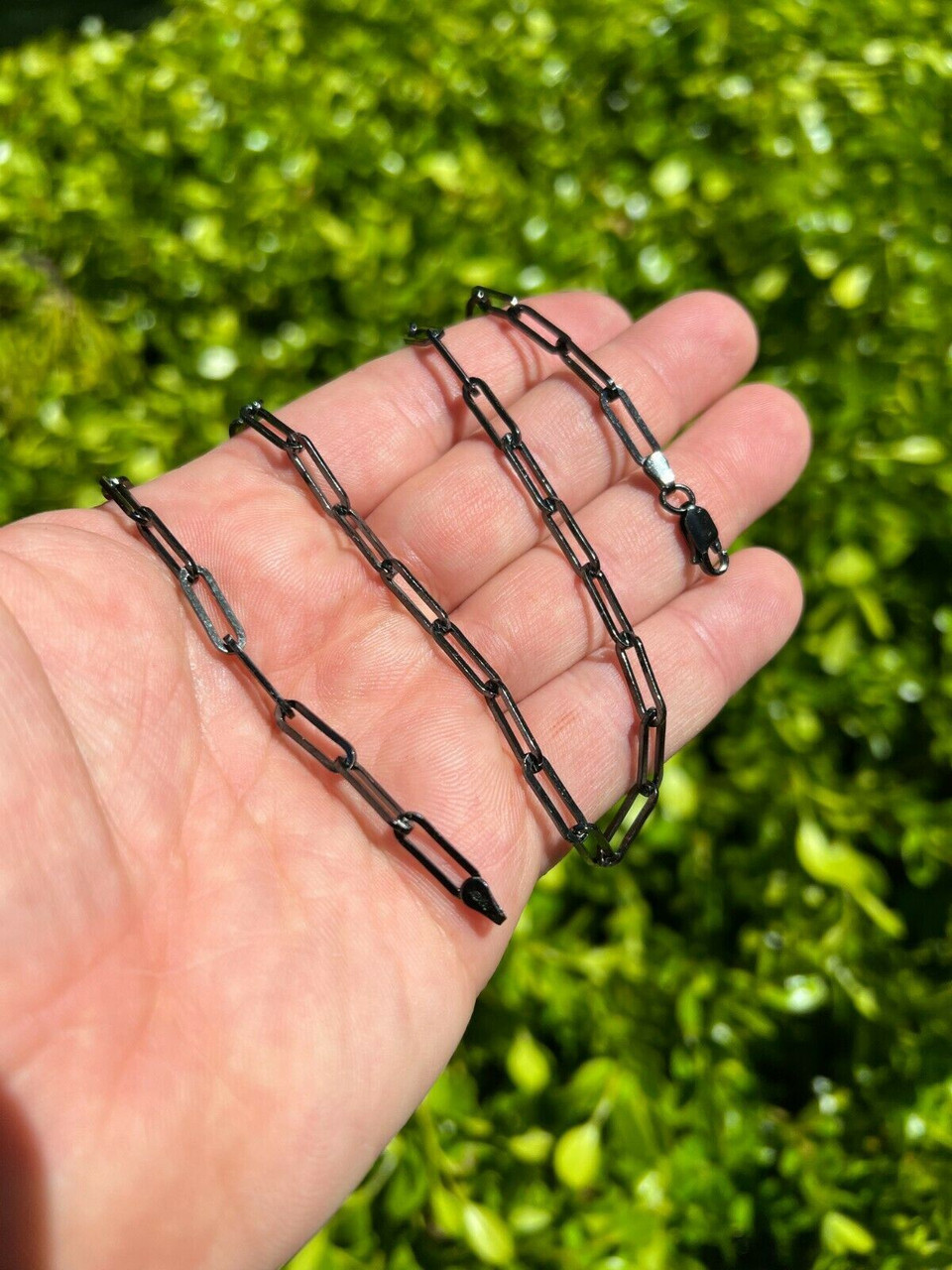 2mm Rope Chain Necklace Oxidized Black Rhodium Real 925 Sterling