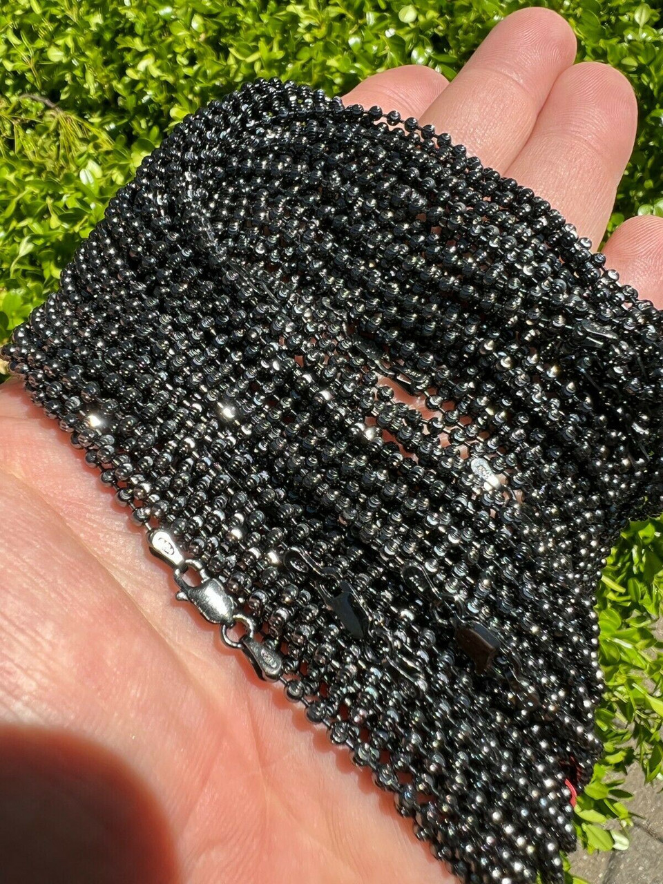 2mm Rope Chain Necklace Oxidized Black Rhodium Real 925 Sterling