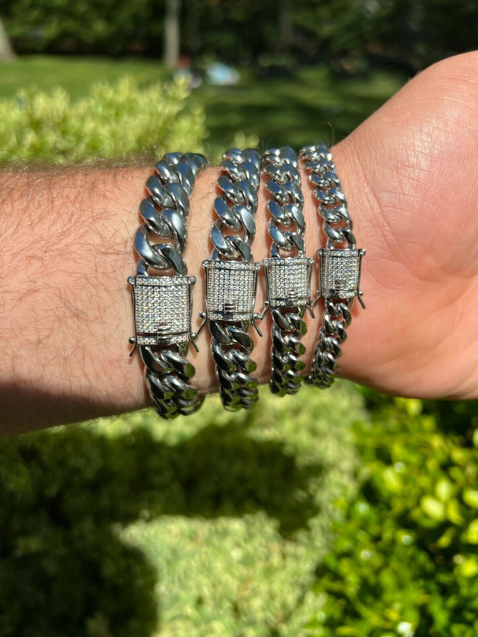 Real Miami Cuban Link Chain Necklace Bracelet Stainless Steel