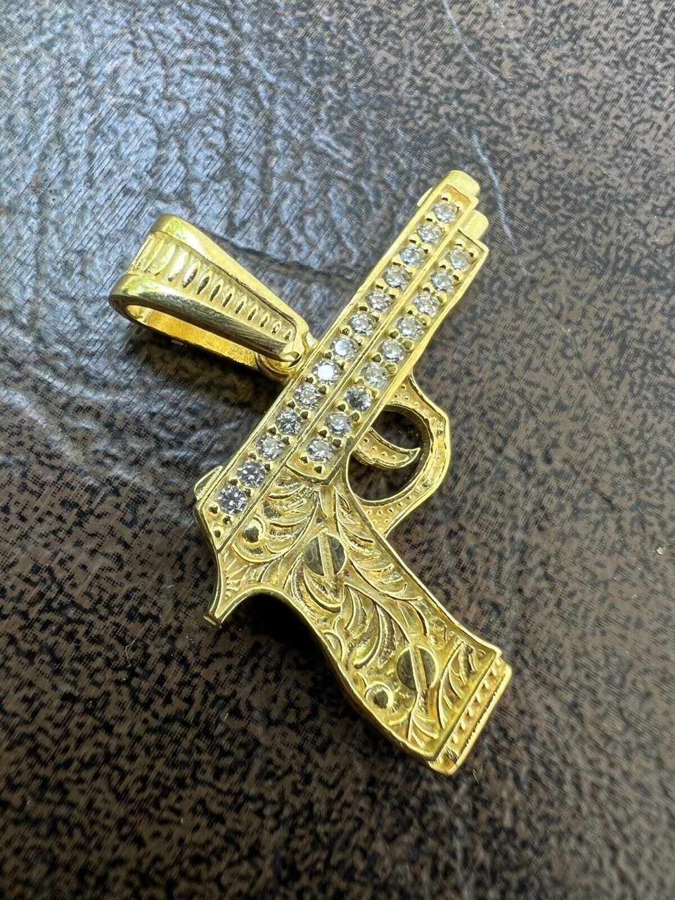 Real 925 Silver / 14k Gold Plated Gun Desert Eagle Pistol Pendant