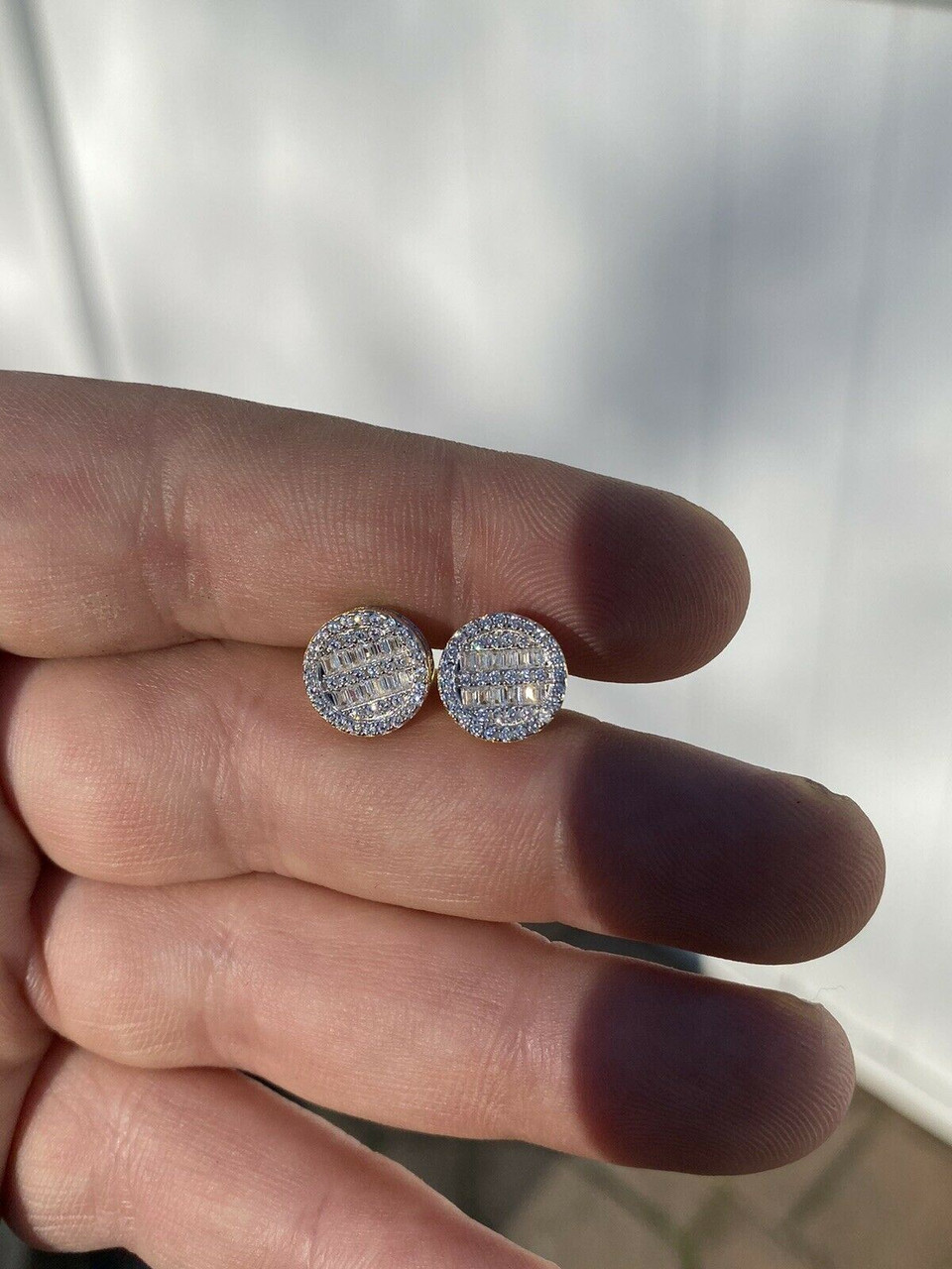 Icy 925 Baguette Micro Pave Earring 14K Gold Finish VVS Cubic Zircon  Crystals / Authentic 925 Sterling Silver Screw Back Earrings