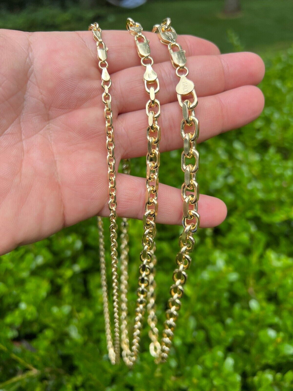 14k Gold Vermeil Silver Anchor Cable Chain / Bracelet Rolo