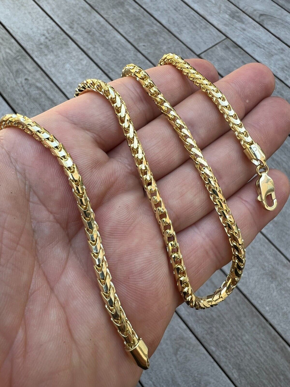 Hollow Franco Chain Bracelet 14K Yellow Gold 8.5