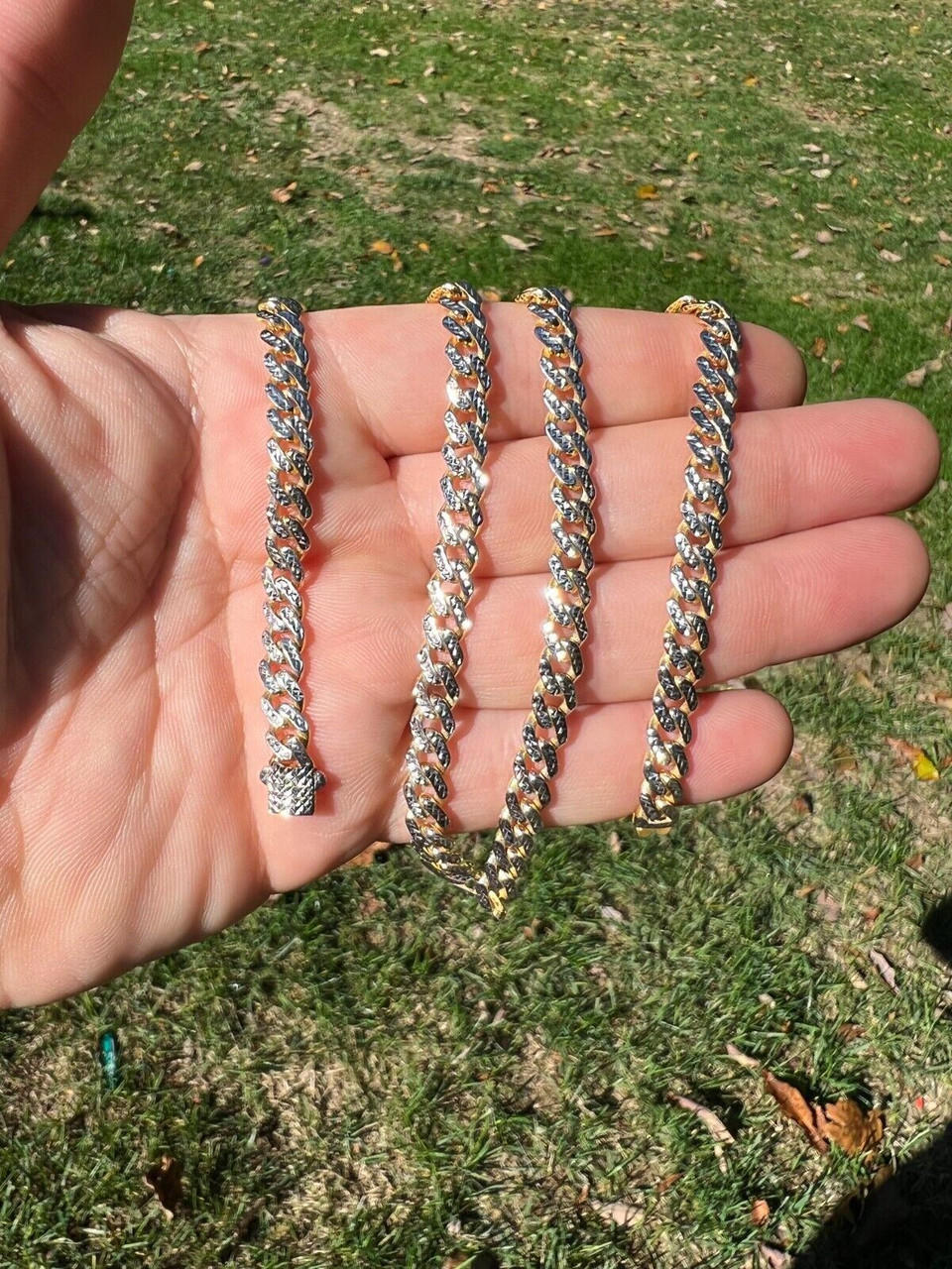 14k HOLLOW 6.5mm Real Yellow Gold Miami Cuban Link Chain Diamond Cut