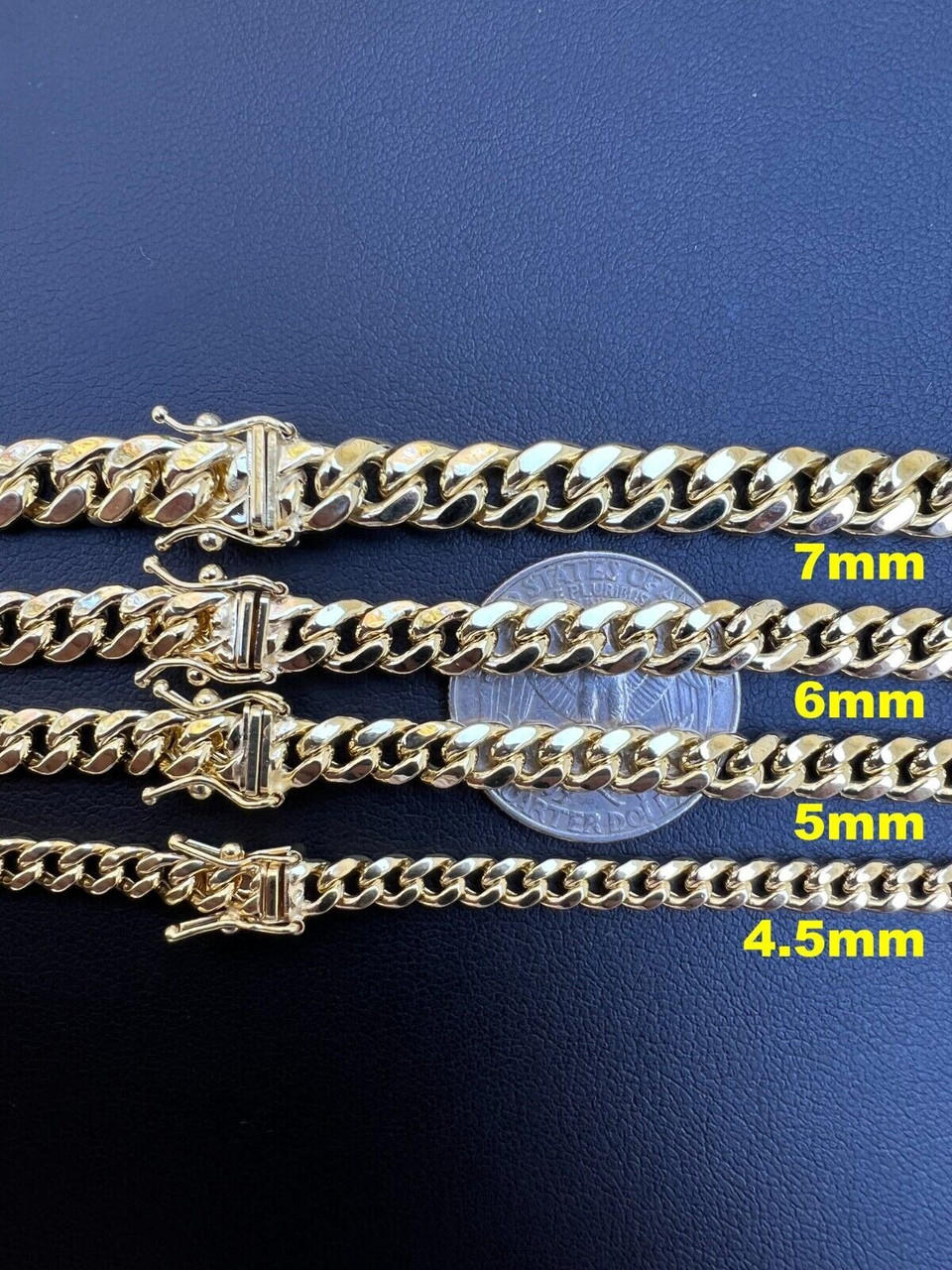 10K Yellow Gold Hollow Cuban Link Chain 4 mm