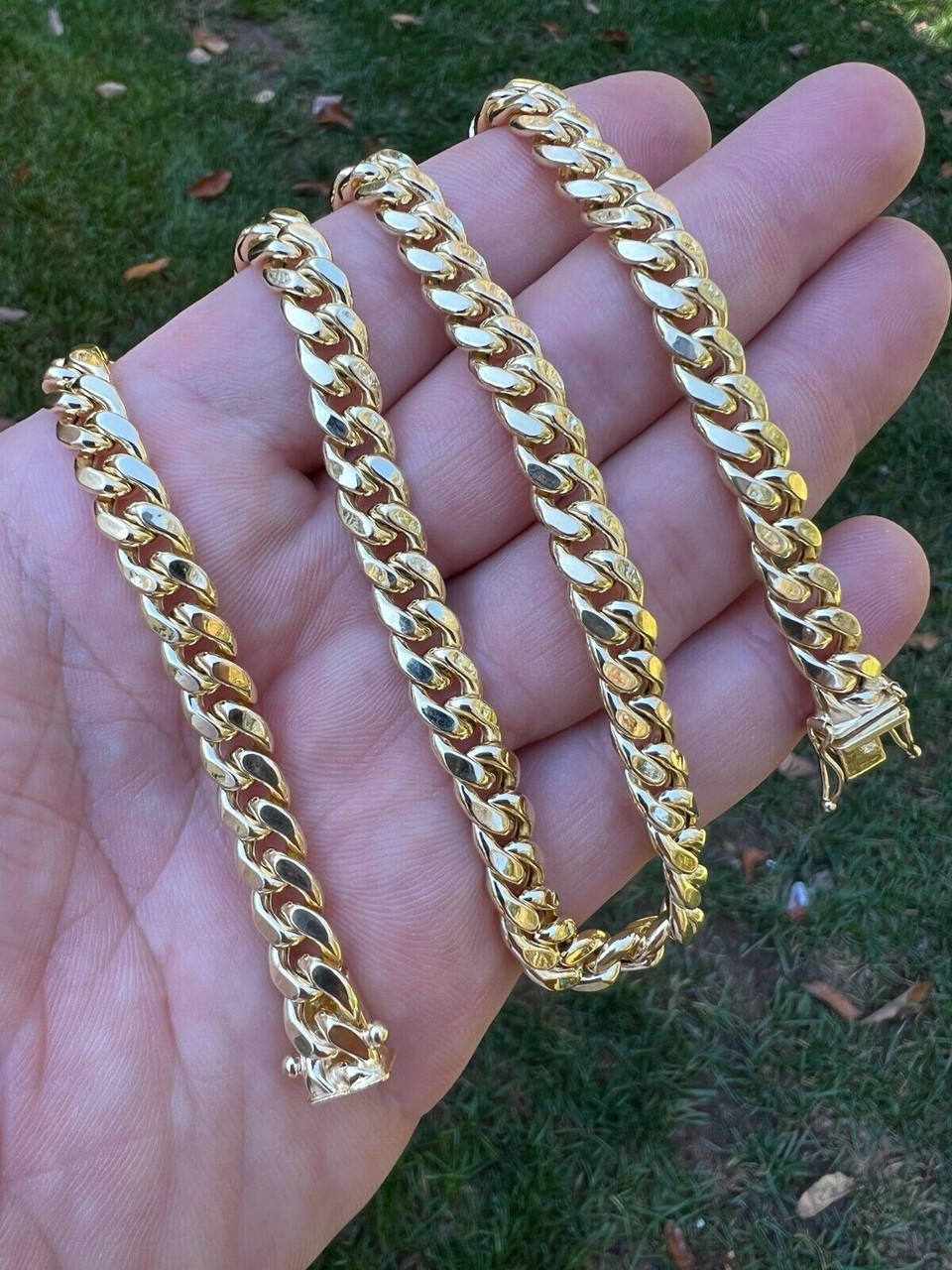 10k HOLLOW Real Yellow Gold Miami Cuban Link Chain Necklace 4.5-7mm 18-26  Box Lock