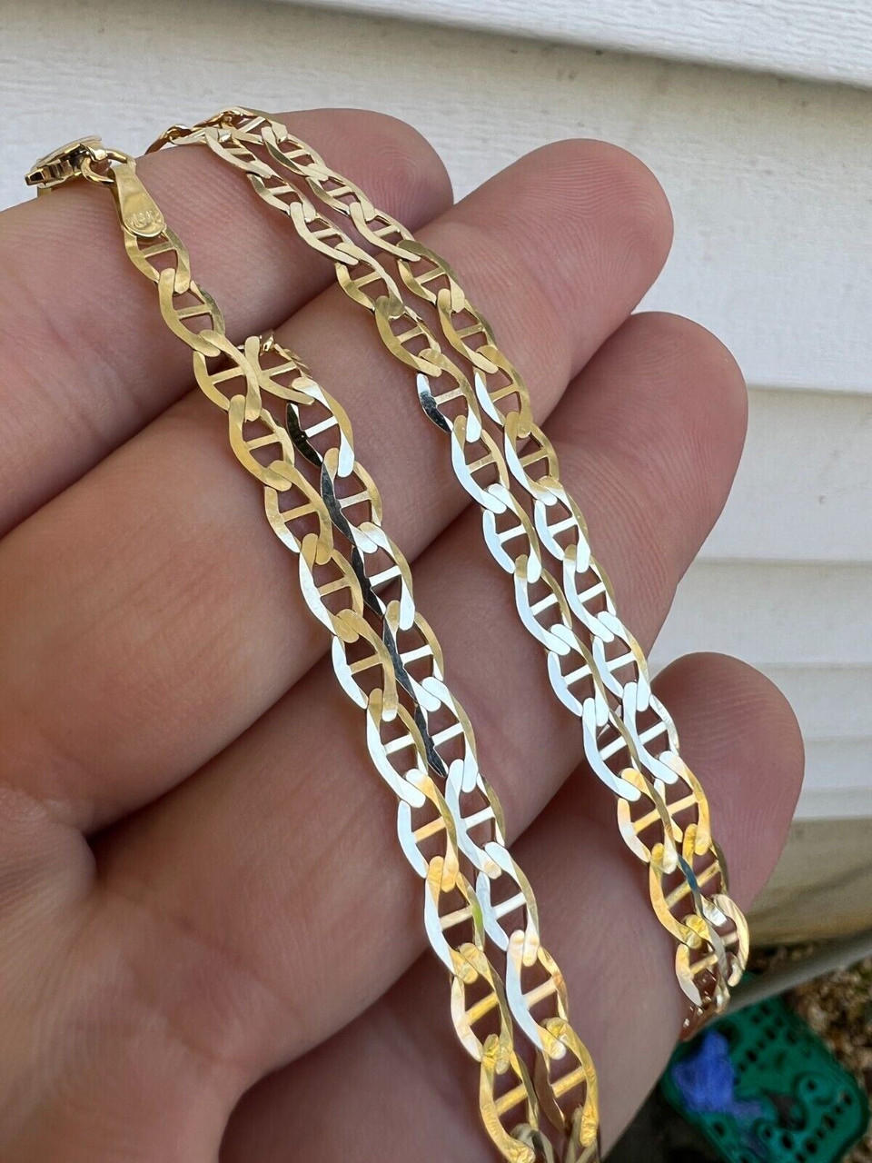 14k Real Solid Gold Mariner Chain 3.2mm-6.3mm Thick 16-24