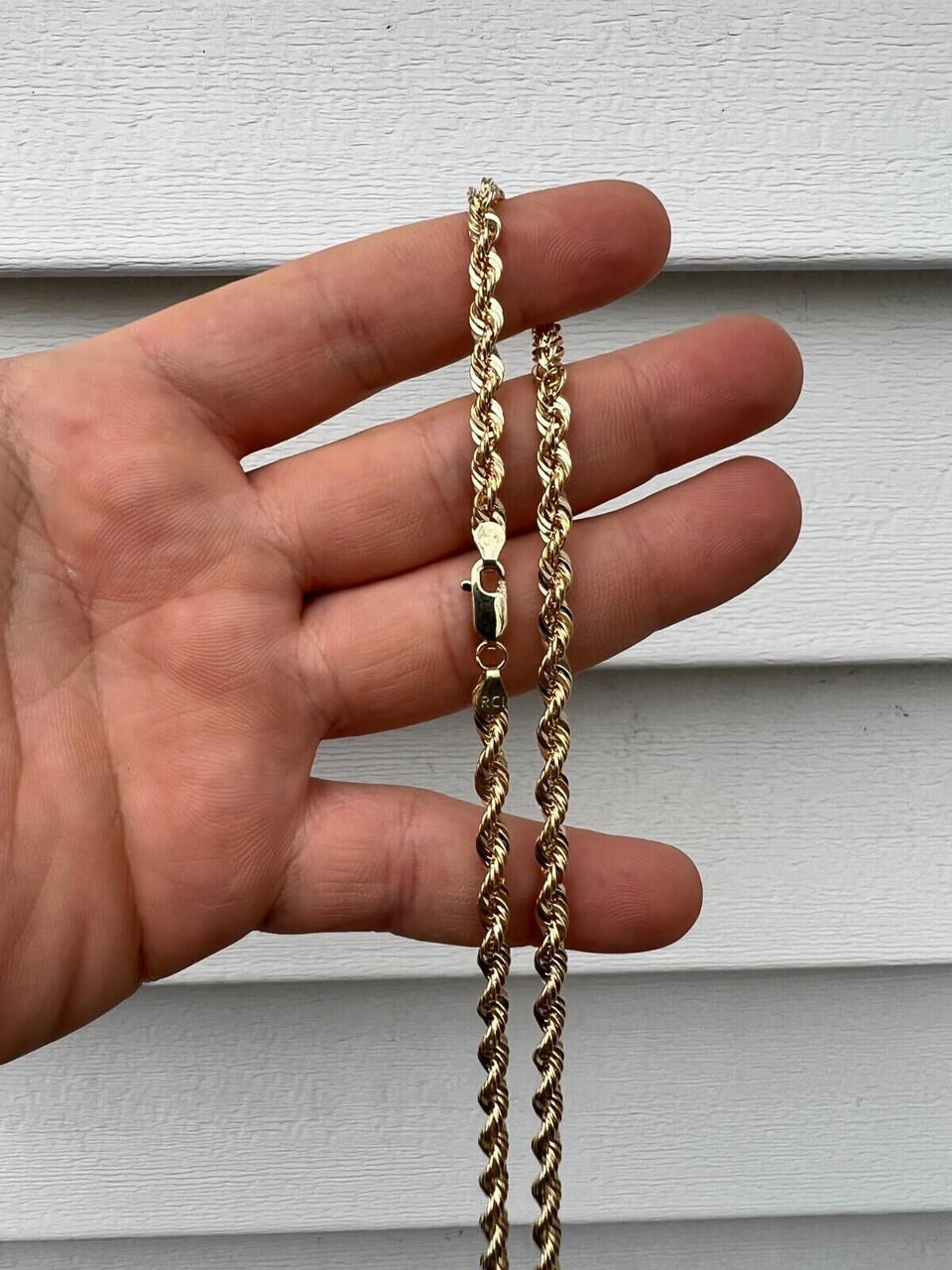 10k Yellow Gold Hollow Rope Chain 4.5 mm