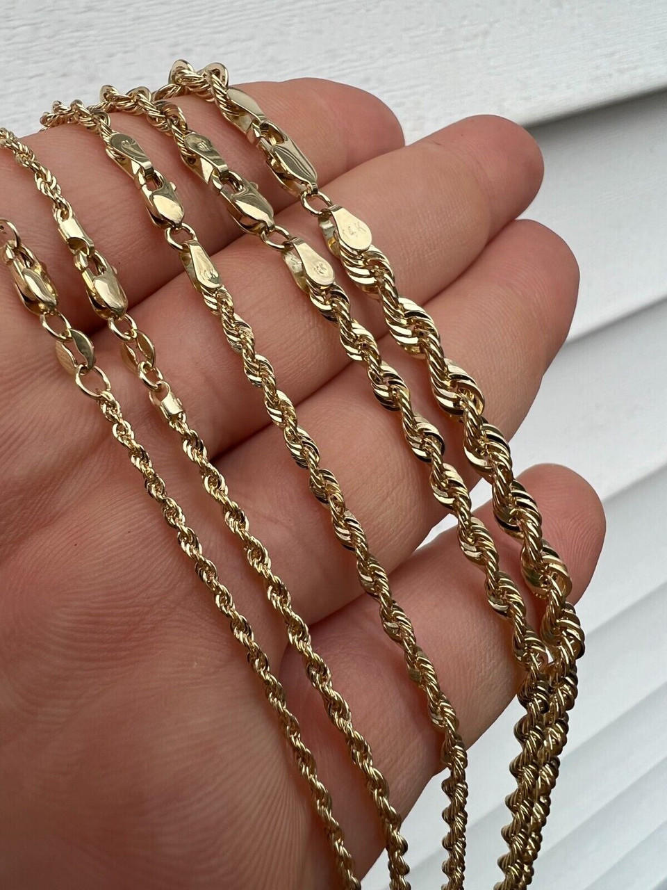 Mens 14k solid store gold rope chains