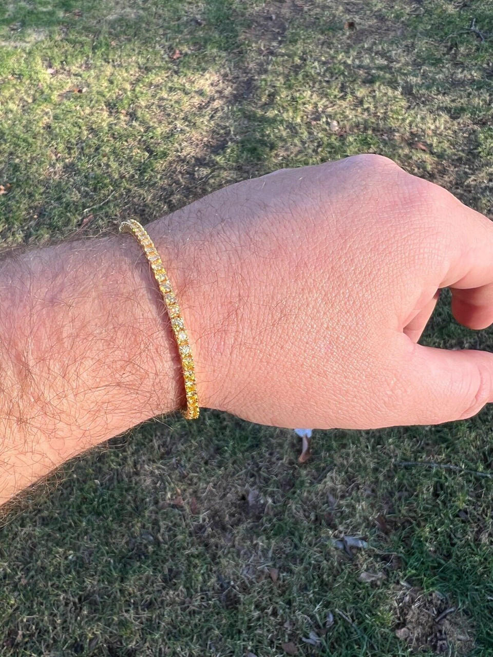 MOISSANITE Tennis Bracelet 14k Gold Plated 925 Silver Yellow Canary 3mm