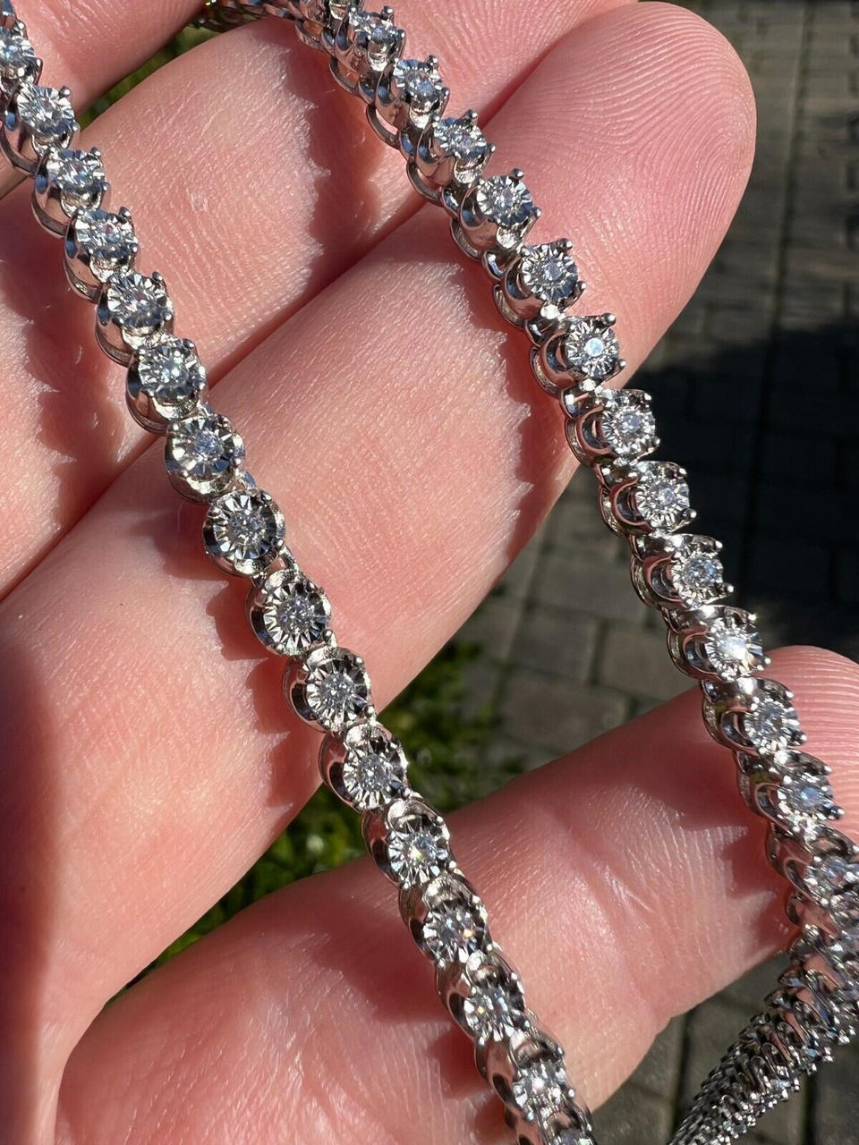 3mm moissanite illusion set tennis chain necklace 925 silver pass diamond tester 06192.1674668412