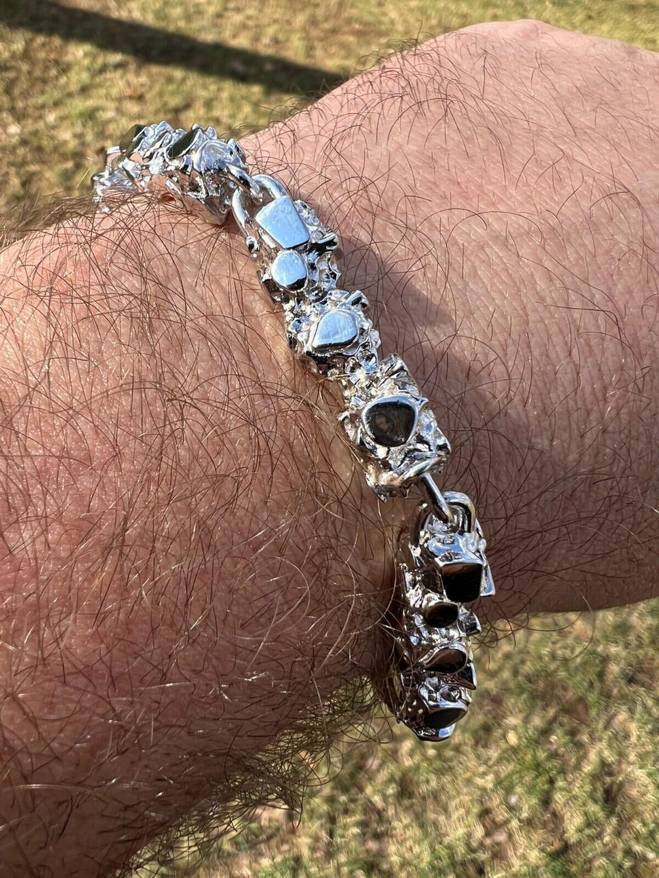 Men Heavy Bracelet With Black Zircon Stones, Real Sterling Silver, Link  Thick Chain 0.5 Inches Wide, Best Christmas Gift for Him - Etsy