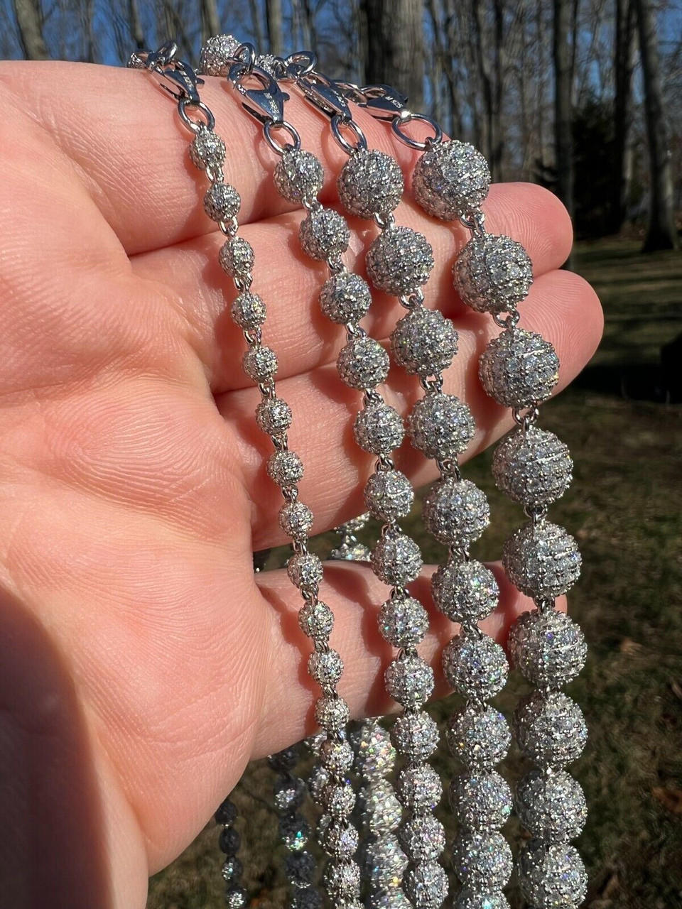 10mm Cluster Diamond Ball Chain | Beaded Ball Chain Necklace