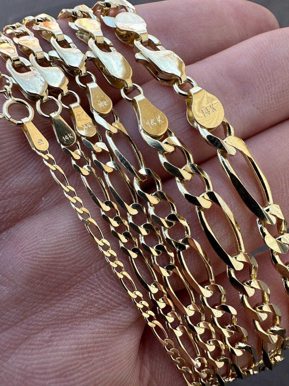 Figaro link chain on sale 14k yellow gold