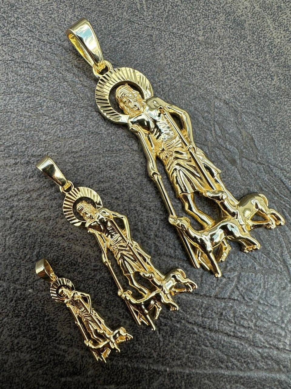 gold plated saint lazarus necklace