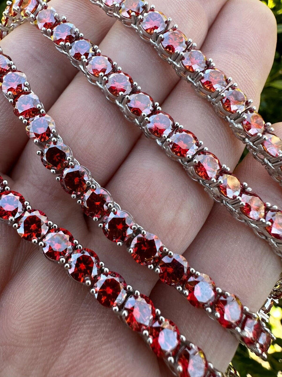 4.0mm Lab-Created Ruby and White Sapphire Alternating Tennis Necklace in  Sterling Silver - 17