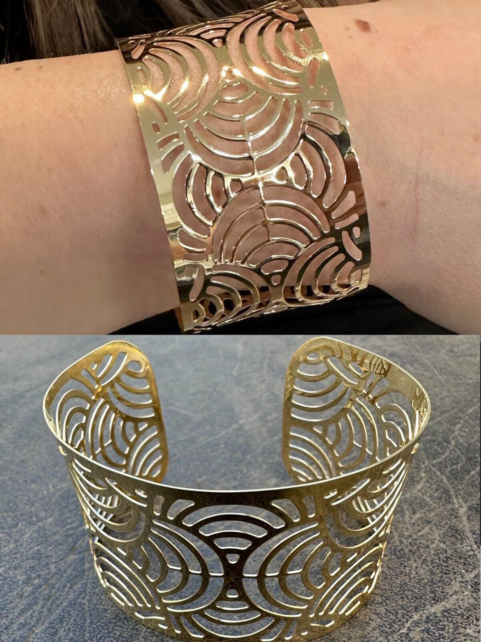 14K Gold Wide Cuff Bangle