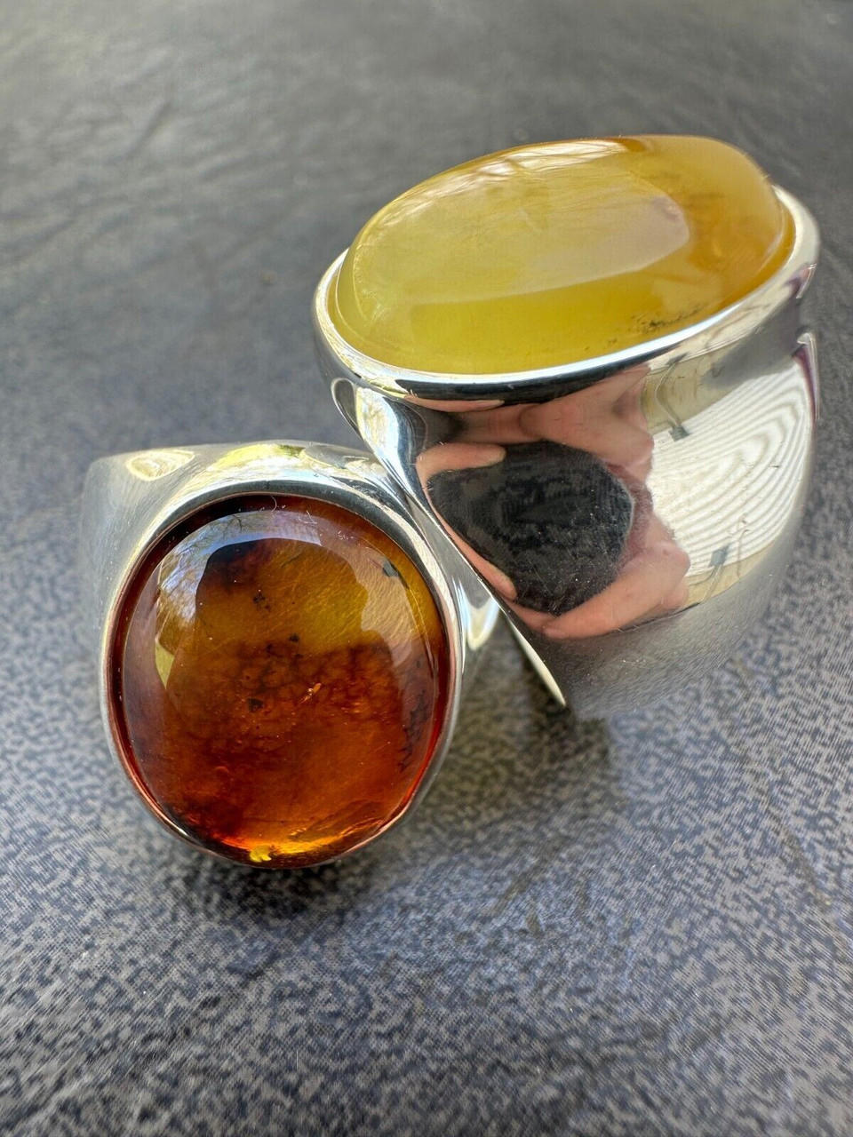 harlembling large genuine baltic amber stone mens real solid 925 sterling silver signet ring 64463.1682194943