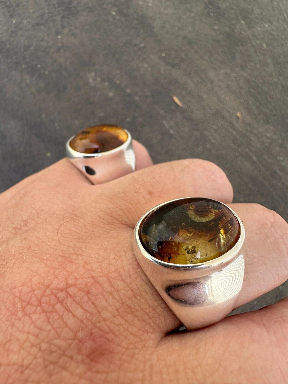 Buy a ring with natural amber. Solid amber ring. Ring with large amber