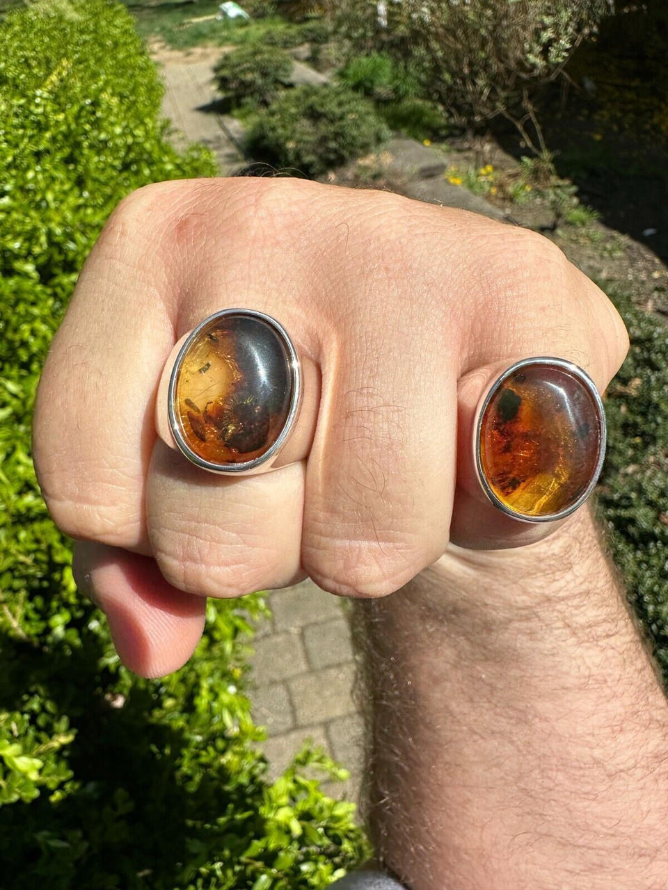 925 Sterling Silver Mens Ring Big Amber Large Solid Heavy Unique Turkish  Jewelry | eBay