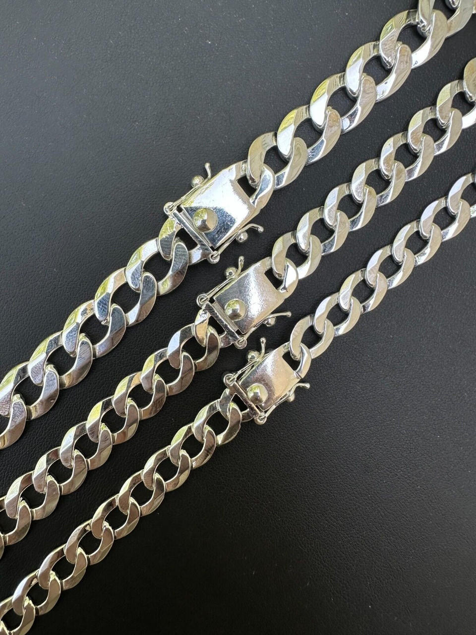 Curb Cuban Link Chain Necklace Bracelet Real 925 Sterling Silver