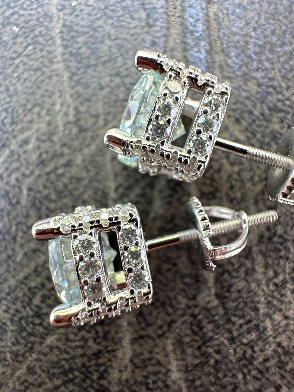 Moissanite 3D Iced Prong Solitaire Screwback Large Stud Earrings