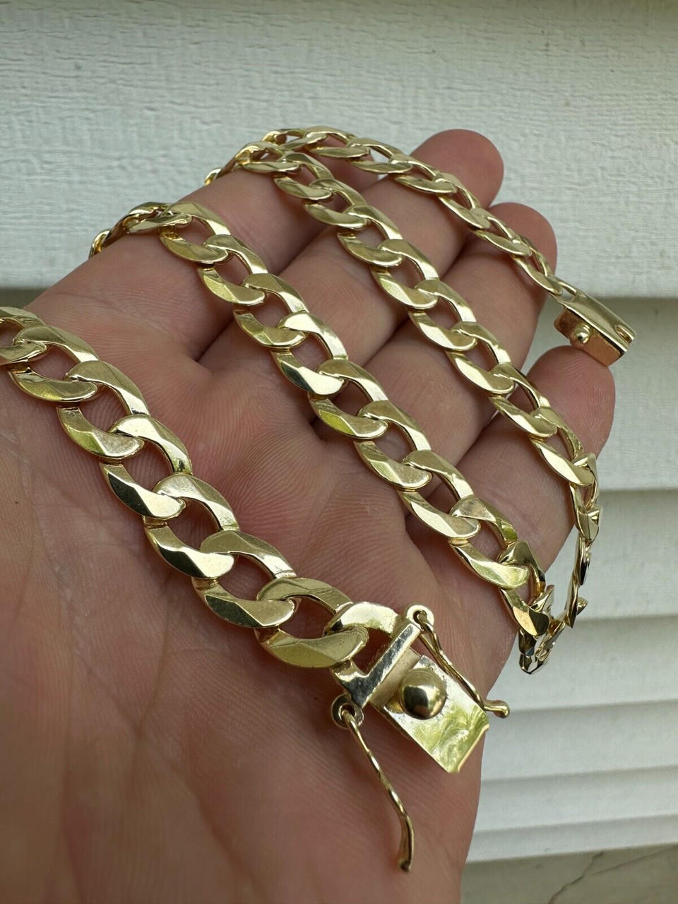 Curb Cuban Link Chain Necklace Bracelet Real 14k Gold Plated 925