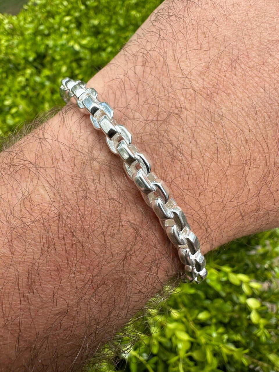 Men's Silver Bracelet Men's Silver Necklace Chain Bangle Gents Male