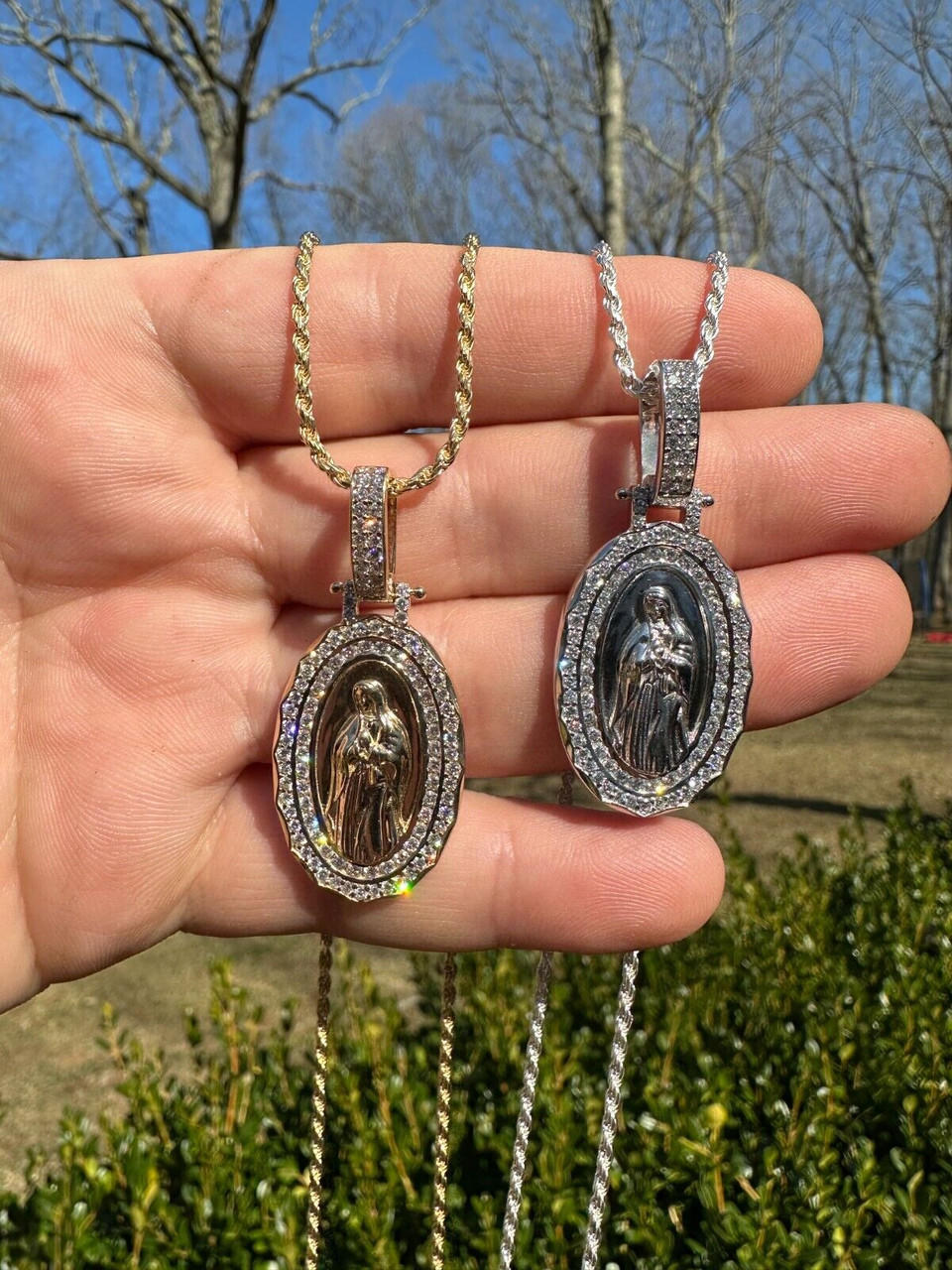 My Shield My Strength Sterling Silver Blessed Virgin Mary Pendant