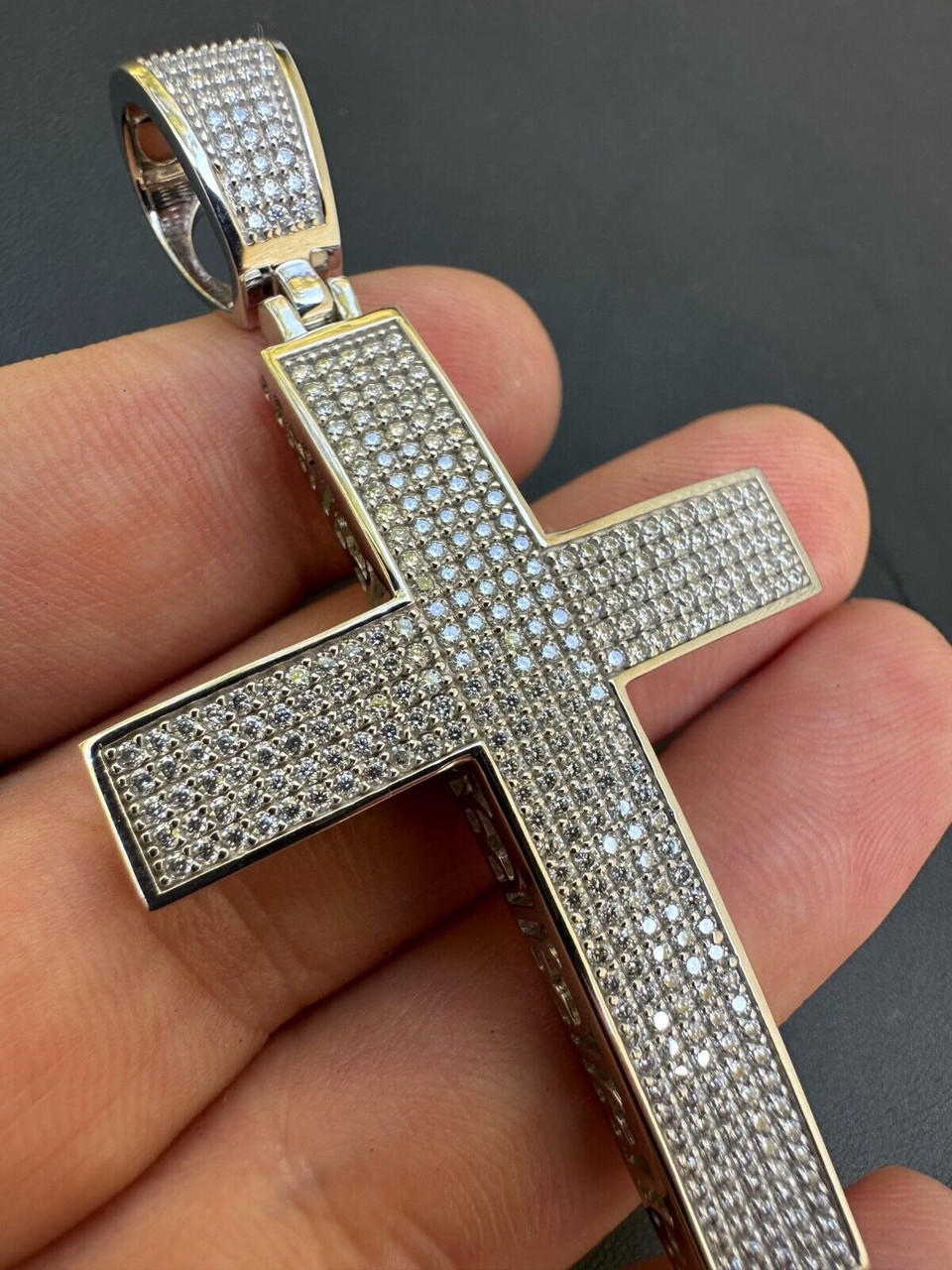 White Gold Plated High Polished Solid Sterling Silver Medium Mens Cross  Crucifix Pendant Necklace Chain Jewelry Valentines Day Gifts for Him Men  Boys, With 24 INCH Rolo Chain (Medium Size) - Walmart.com