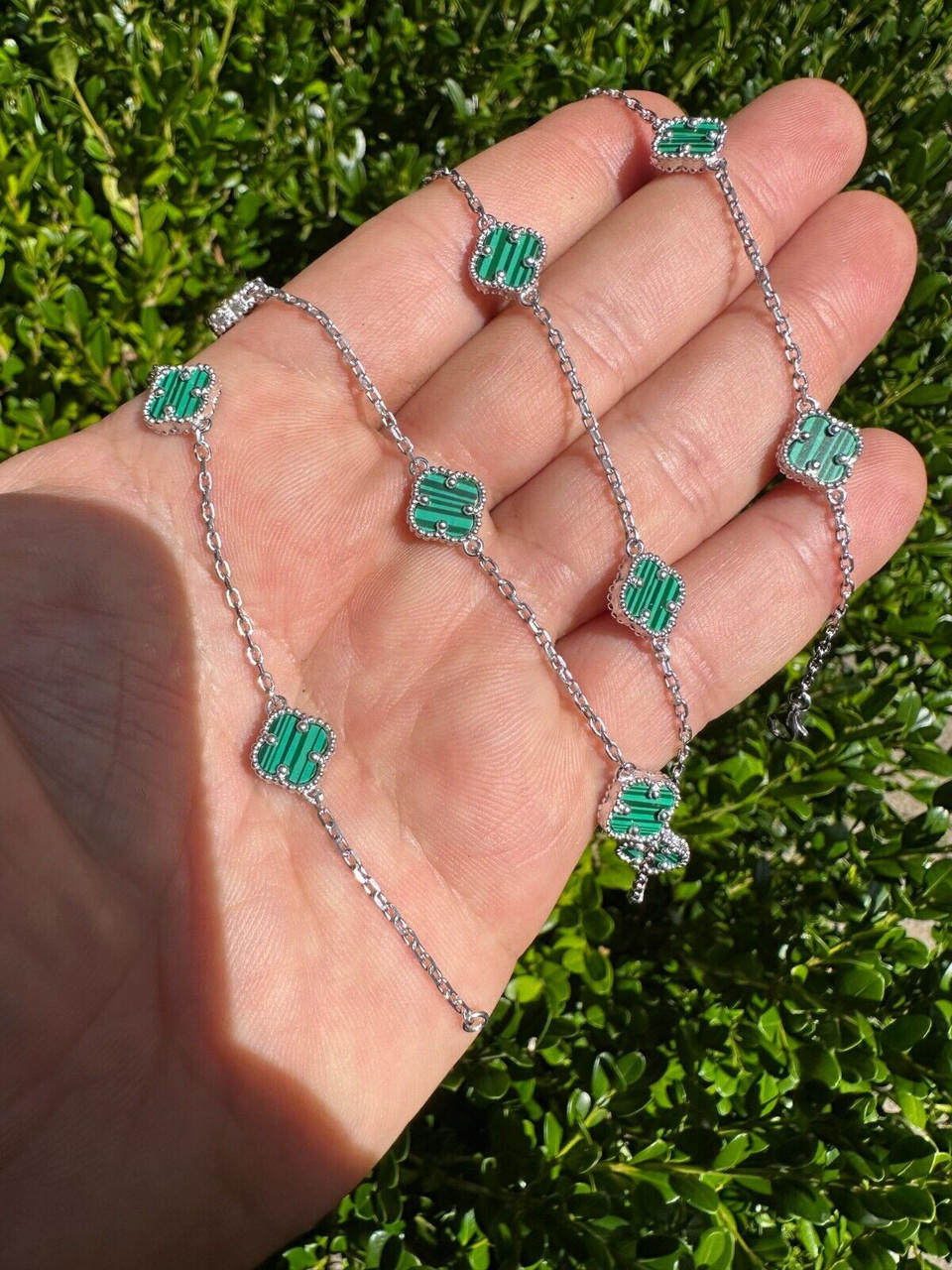 Green Malachite Necklace Natural Malachite Stone Graduated Lariat Malakite  Beads | eBay