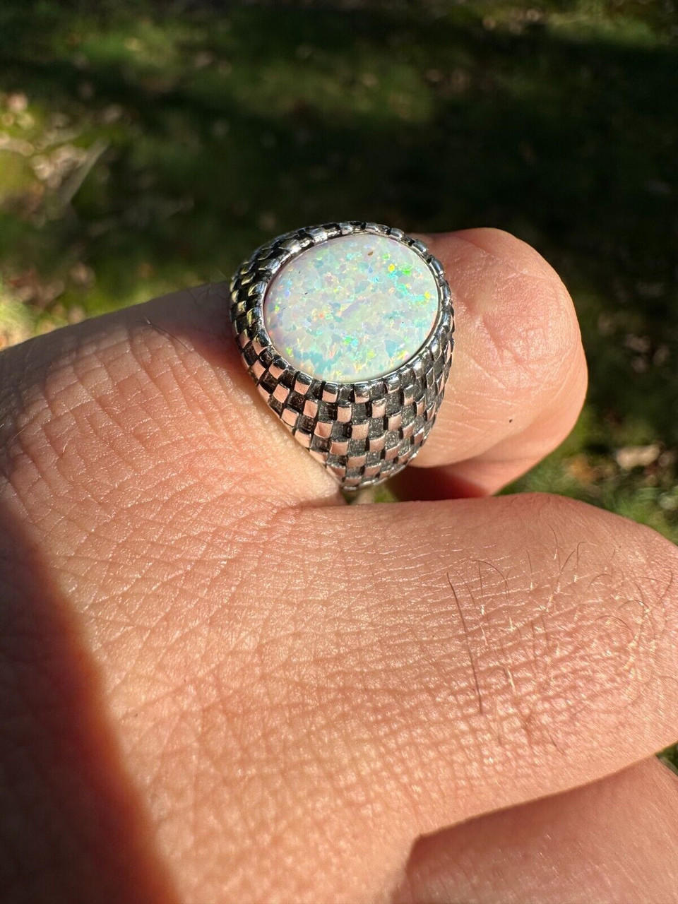 Opal ring, opal, signet ring, traxnyc, fire opal, mens opal ring